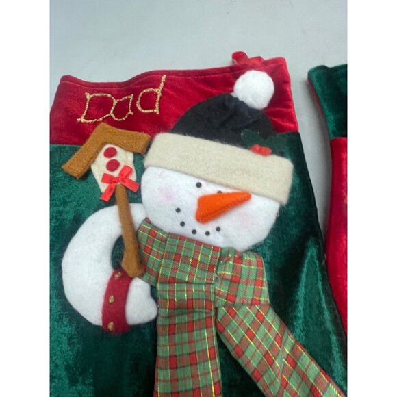 handmade Mom Dad Christmas mitten stockings set of 2 angle snowman velvet READ - Picture 6 of 10